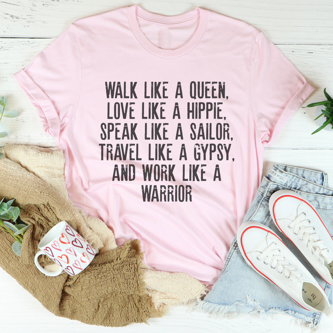 Empowering Boho Graphic Tee – \"WALK LIKE A QUEEN, LOVE A product image 4