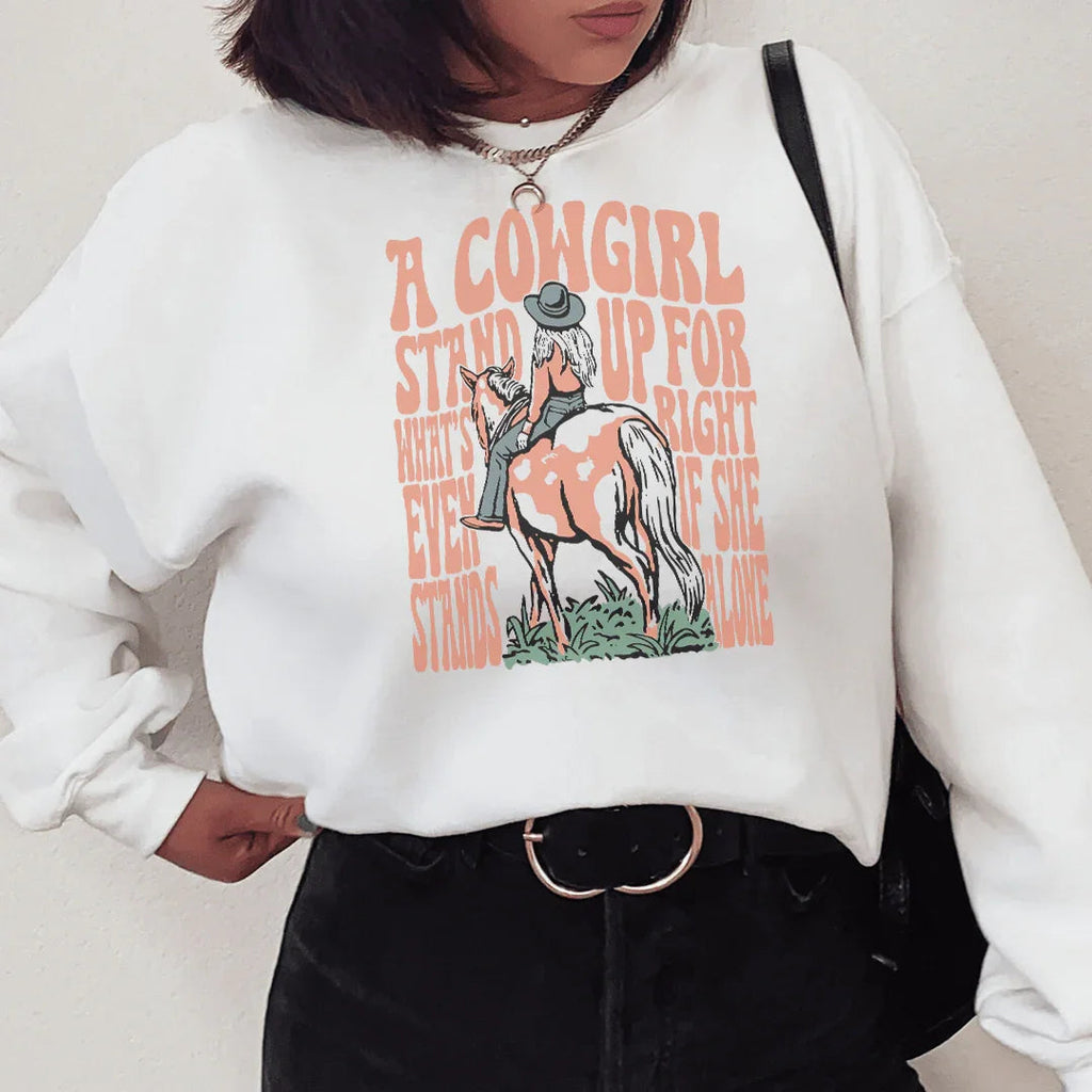 A Cowgirl Stand Up For What's Right Even If She Stands product image 1