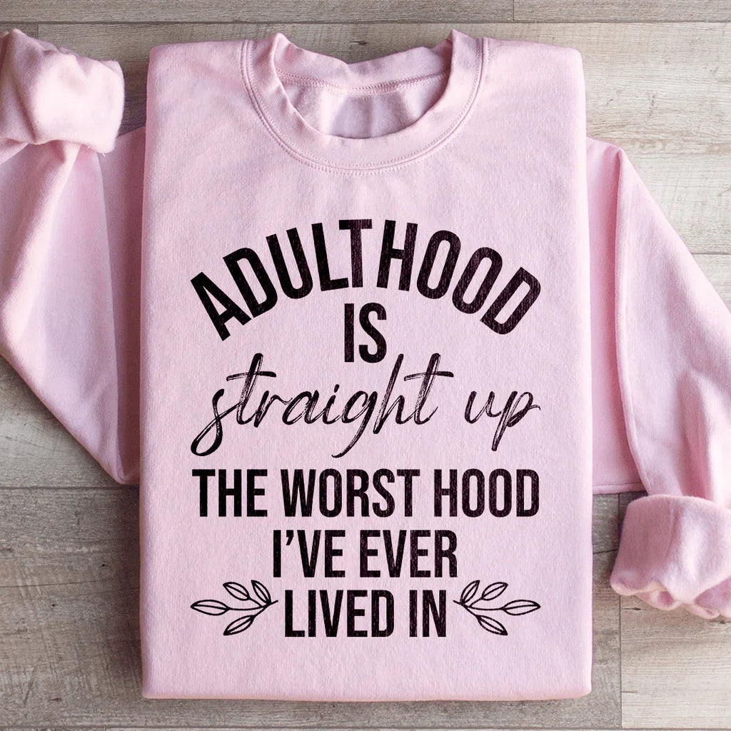 Relatable Adulting Humor Fleece Sweatshirt – \"Adulthood Is product image 4