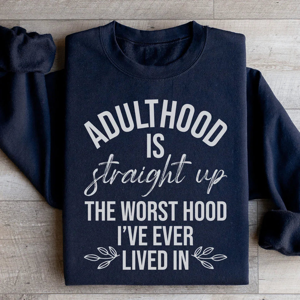 Relatable Adulting Humor Fleece Sweatshirt – \"Adulthood Is product image 3