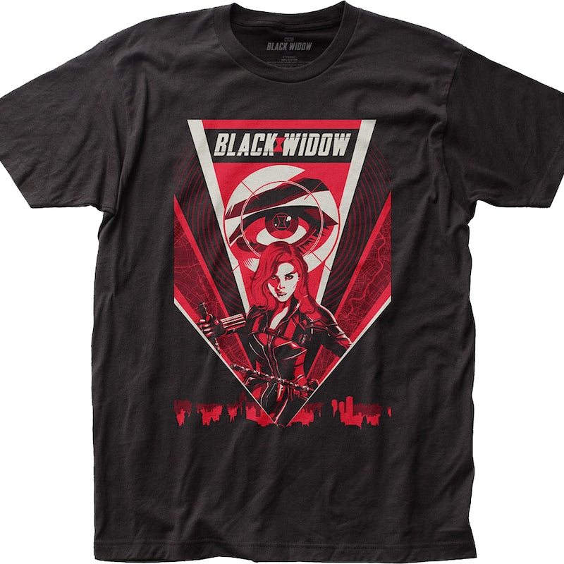 Black Widow Skyline Marvel Comics T-Shirt product image 1