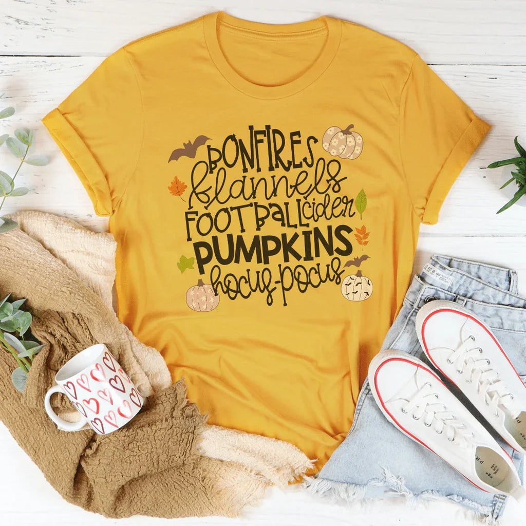 Bonfires Flannels Football Cider Pumpkins Hocus Pocus Tee product image 1