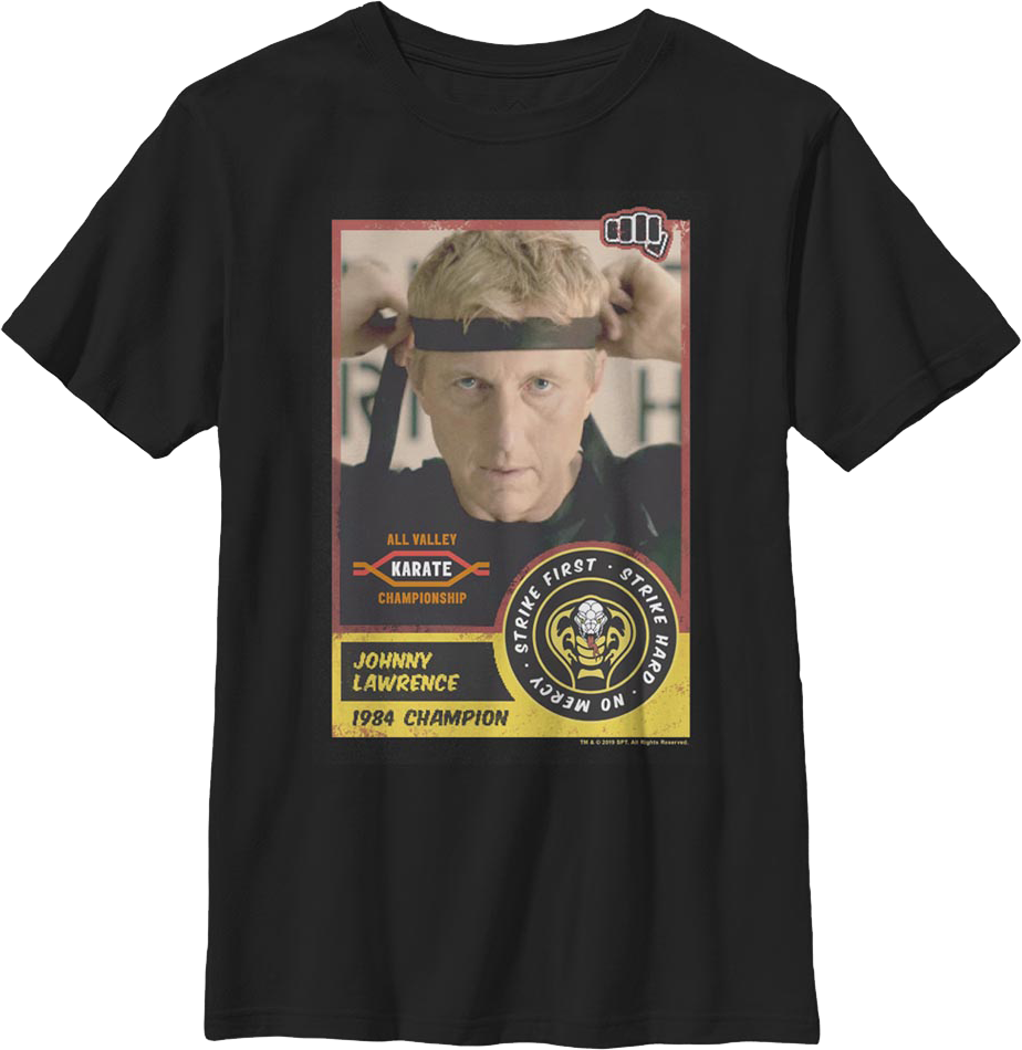 Boys Youth Johnny Lawrence Trading Card Cobra Kai Shirt product image 1