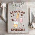 Retro Celebration Graphic Fleece Pullover – \"Champagne Problems\"
