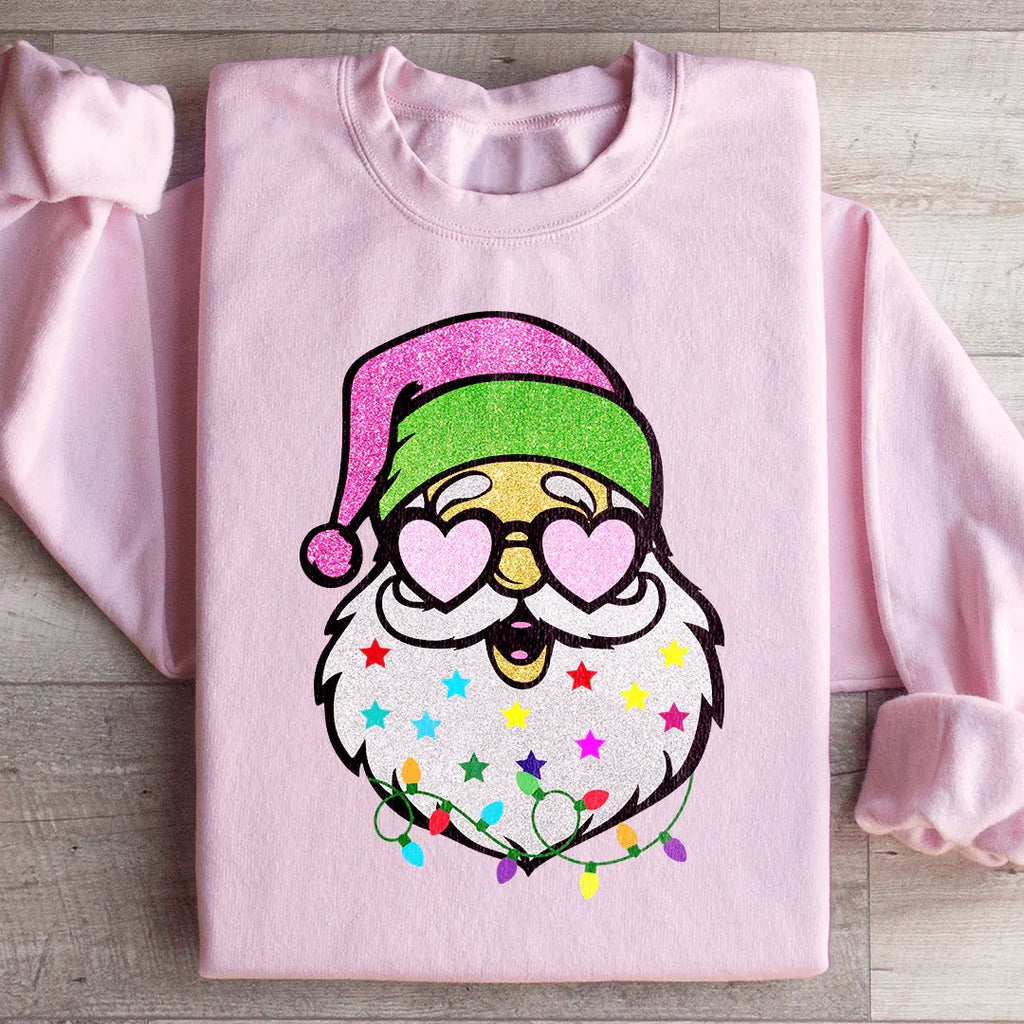 Cheerful Retro Santa Heart Sunglasses Holiday Sweatshirt product image 4