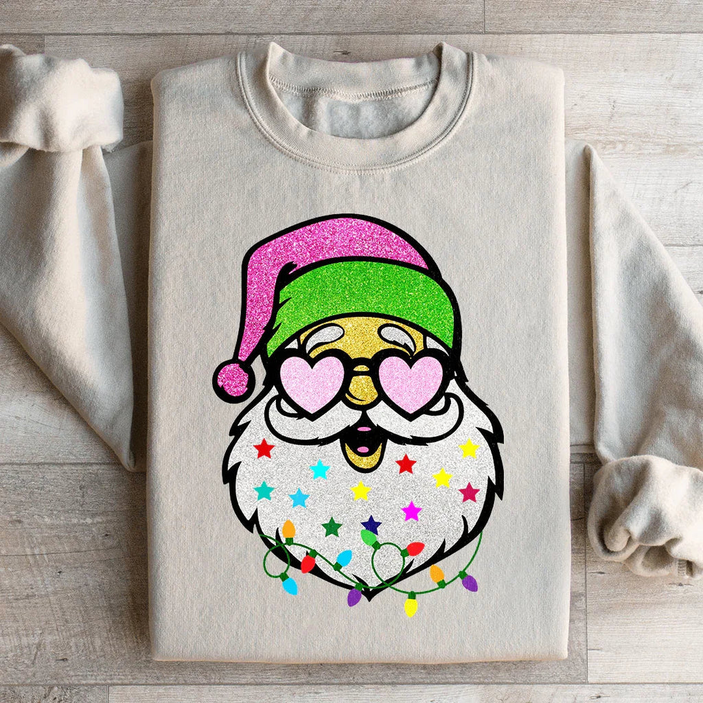 Cheerful Retro Santa Heart Sunglasses Holiday Sweatshirt product image 1
