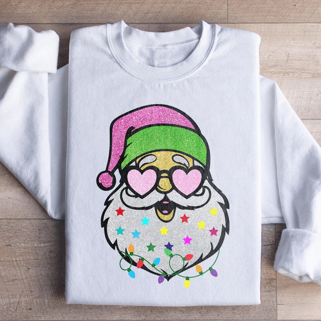 Cheerful Retro Santa Heart Sunglasses Holiday Sweatshirt product image 2