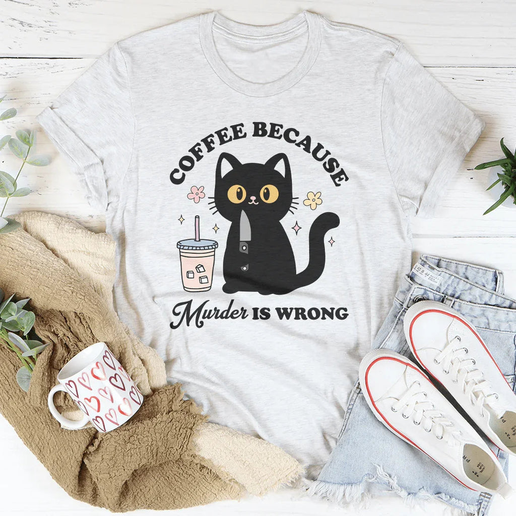 "Coffee Because Murder Is Wrong" – Sarcastic Black Cat product image 3