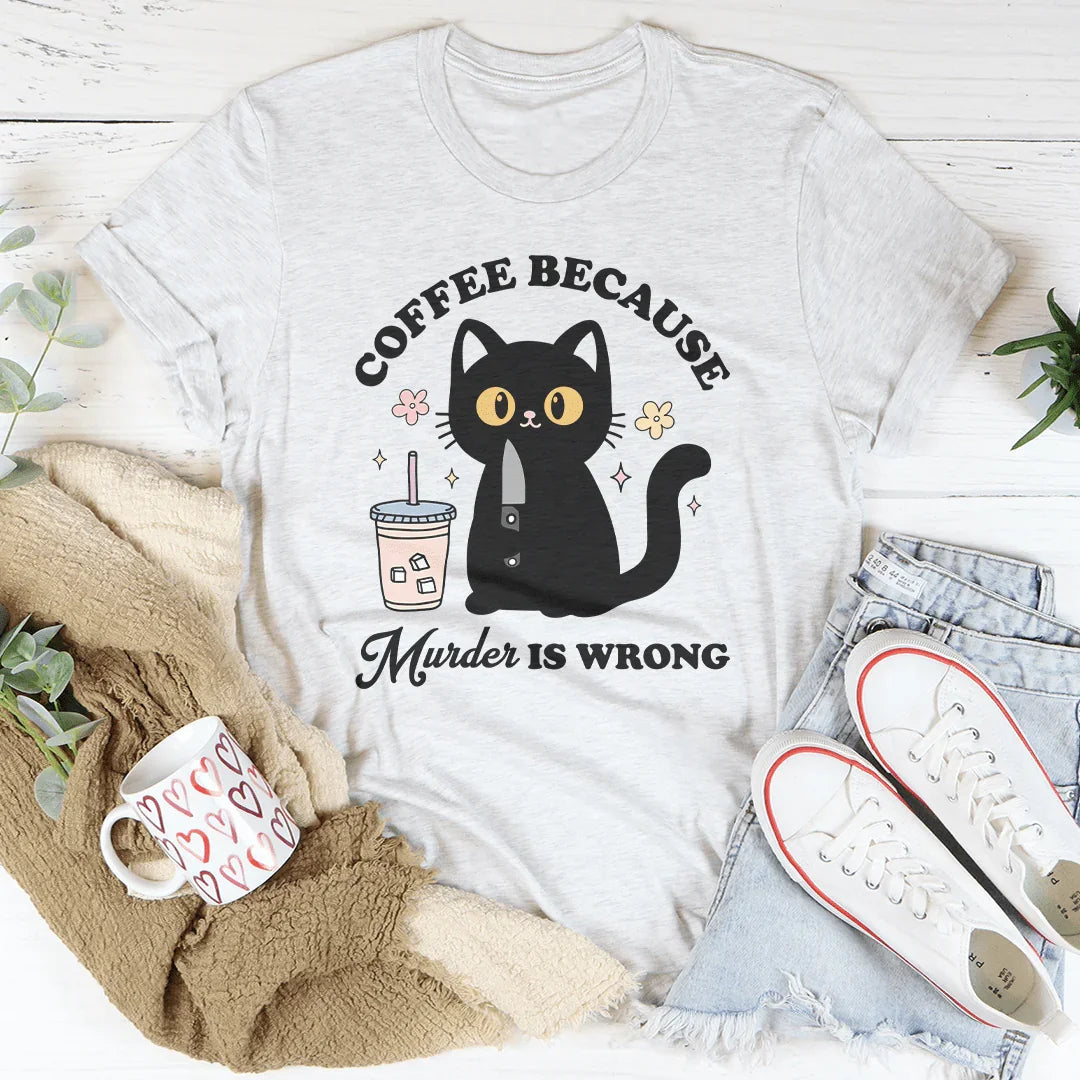 "Coffee Because Murder Is Wrong" – Sarcastic Black Cat product image 3