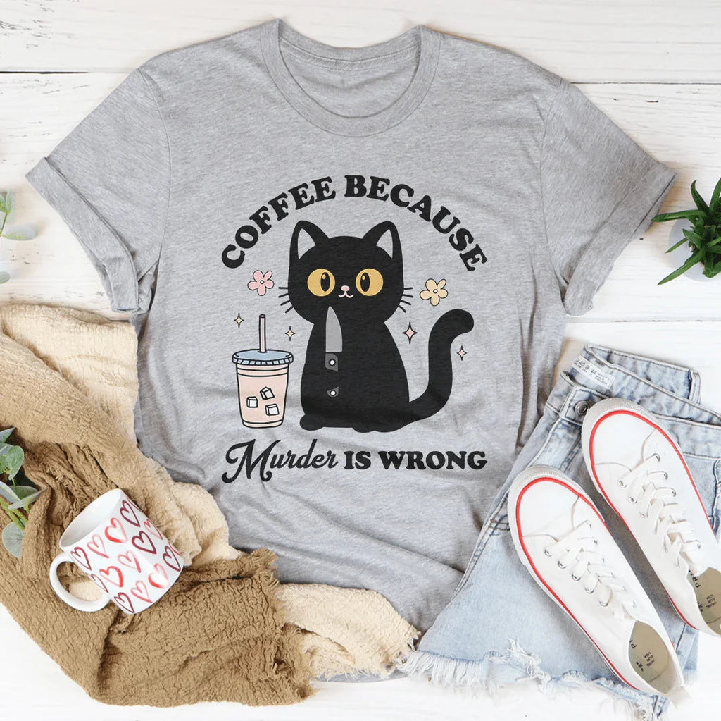 "Coffee Because Murder Is Wrong" – Sarcastic Black Cat product image 4