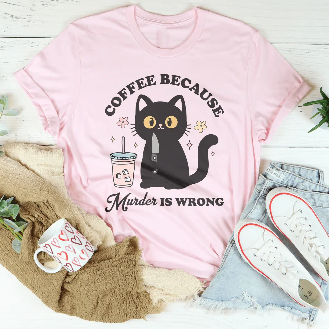 "Coffee Because Murder Is Wrong" – Sarcastic Black Cat product image 2