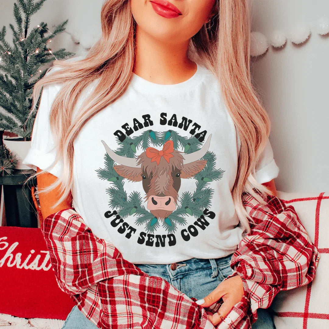 Dear Santa Just Send Cows Tee product image 3