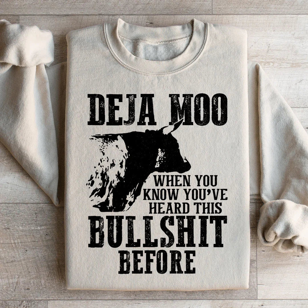 Western Country Humor Fleece Pullover – \"Deja Moo: When product image 2