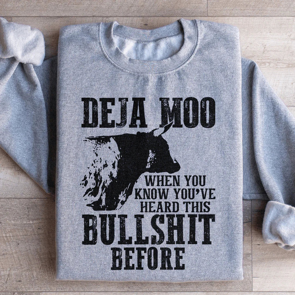 Western Country Humor Fleece Pullover – \"Deja Moo: When product image 1