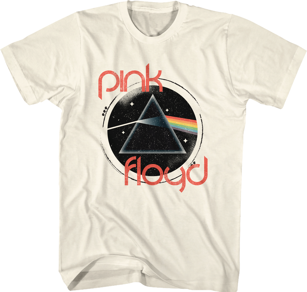 Distressed Circle Dark Side of the Moon Pink Floyd T-Shirt product image 1