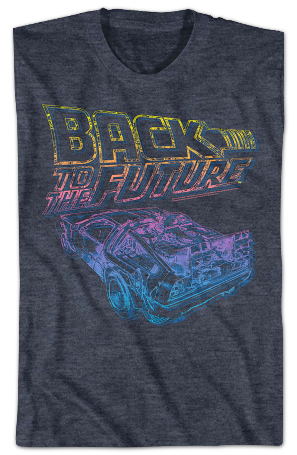 Distressed Neon Logo And DeLorean Back To The Future T-Shirt product image 2