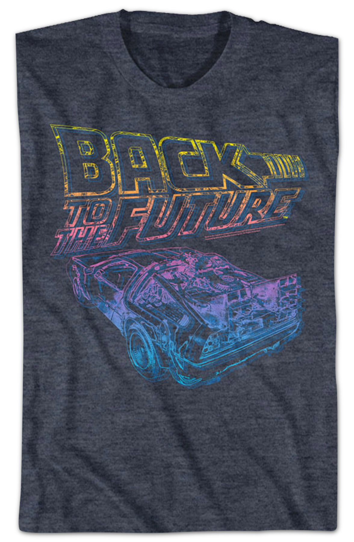 Distressed Neon Logo And DeLorean Back To The Future T-Shirt product image 2