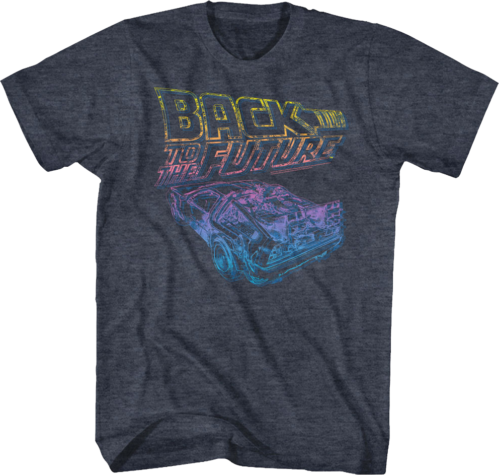 Distressed Neon Logo And DeLorean Back To The Future T-Shirt product image 1