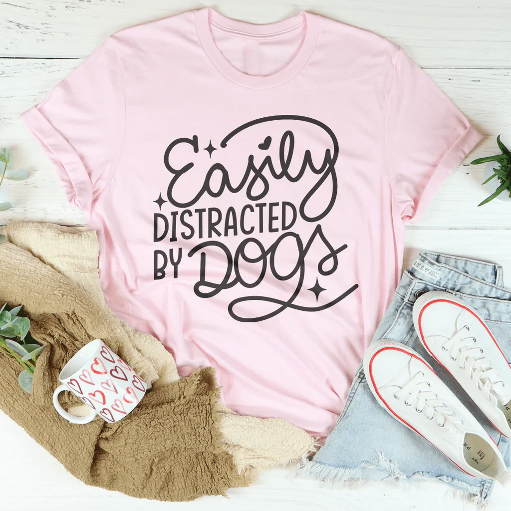 Dog Lover Novelty Graphic Tee – "Easily Distracted By Dogs" product image 1