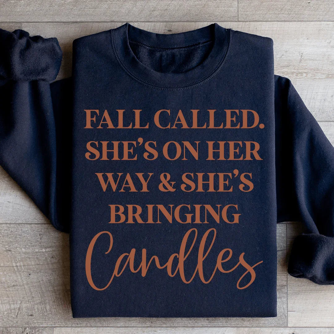 Fall Called She's On Her Way And Bringing Candles Sweatshirt product image 2