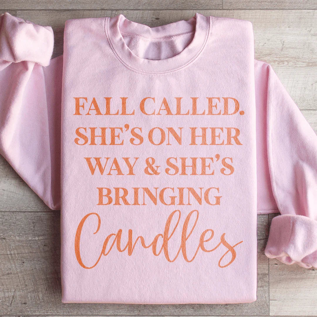Fall Called She's On Her Way And Bringing Candles Sweatshirt product image 3