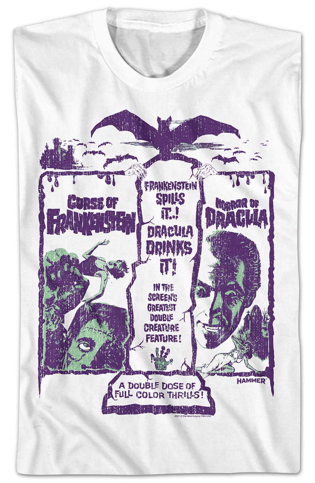 Frankenstein And Dracula Double Feature Hammer Films T-Shirt product image 2