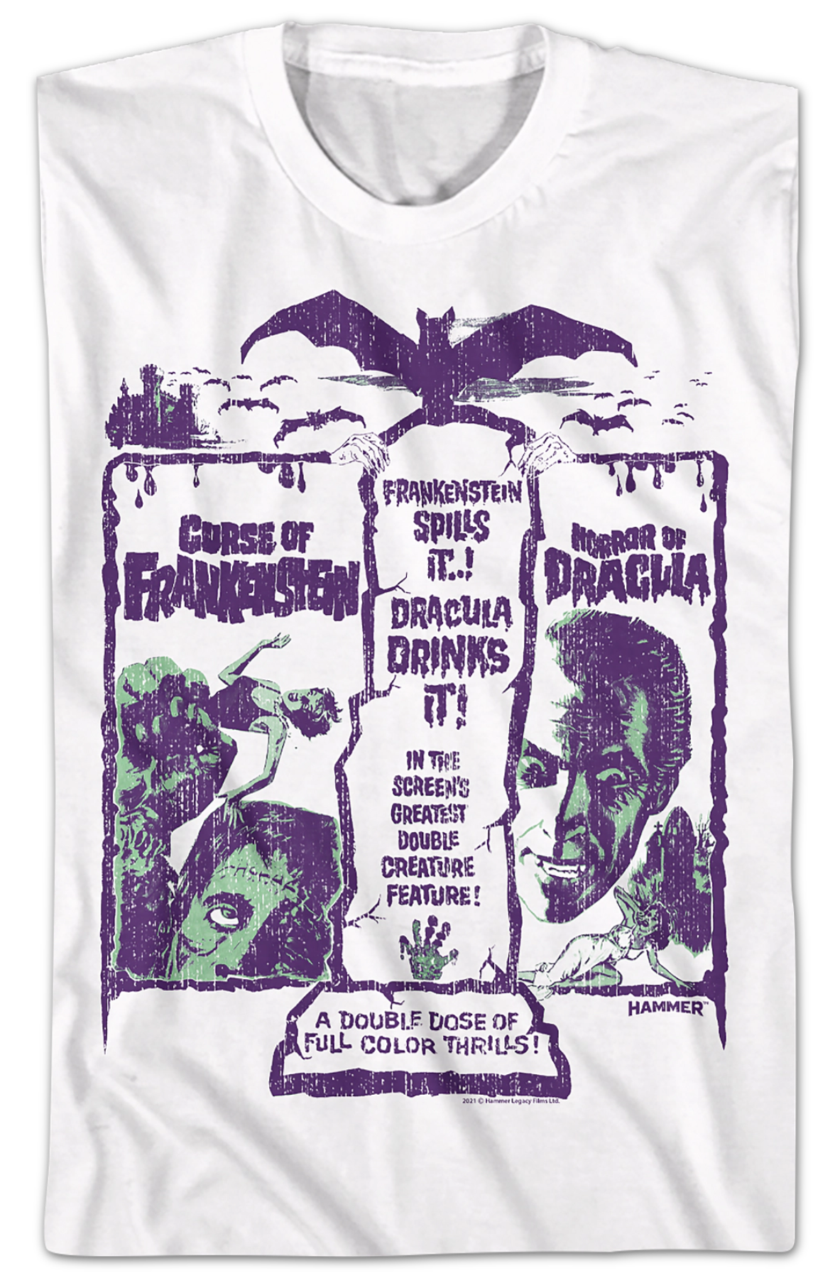 Frankenstein And Dracula Double Feature Hammer Films T-Shirt product image 2