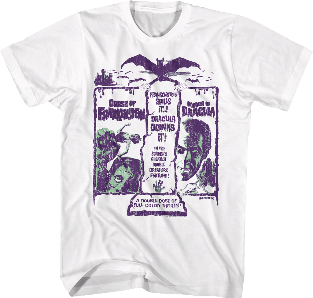 Frankenstein And Dracula Double Feature Hammer Films T-Shirt product image 1