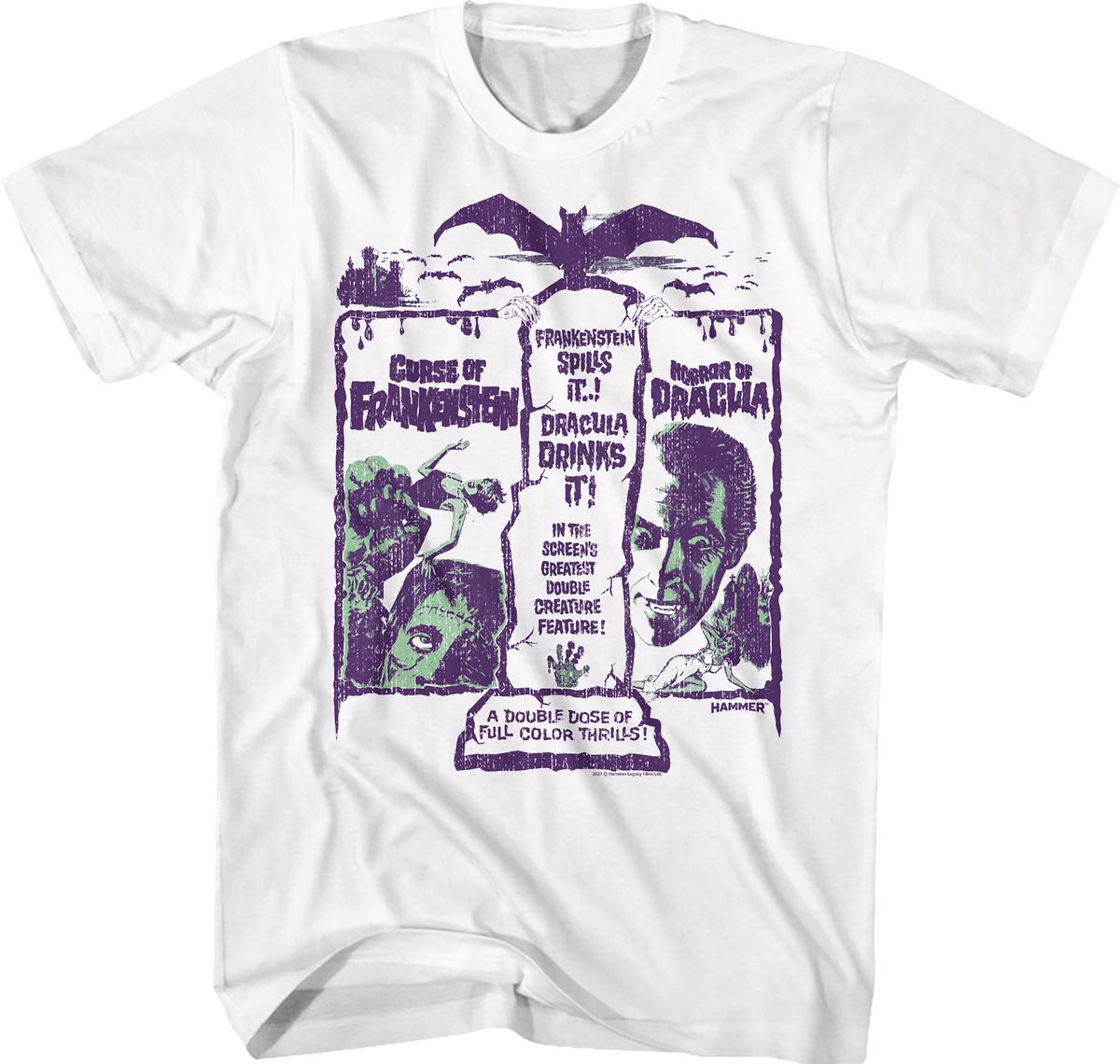 Frankenstein And Dracula Double Feature Hammer Films T-Shirt product image 1