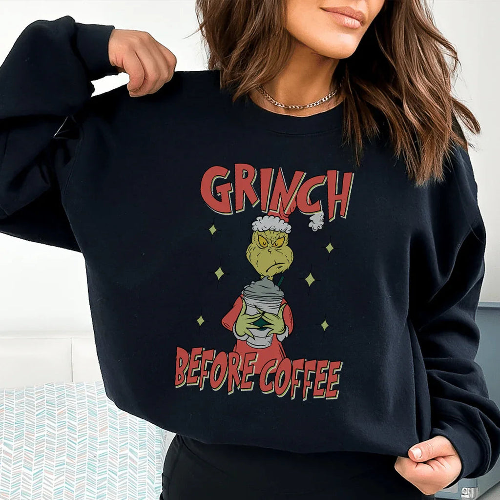 Grinch Before Coffee Sweatshirt product image 2
