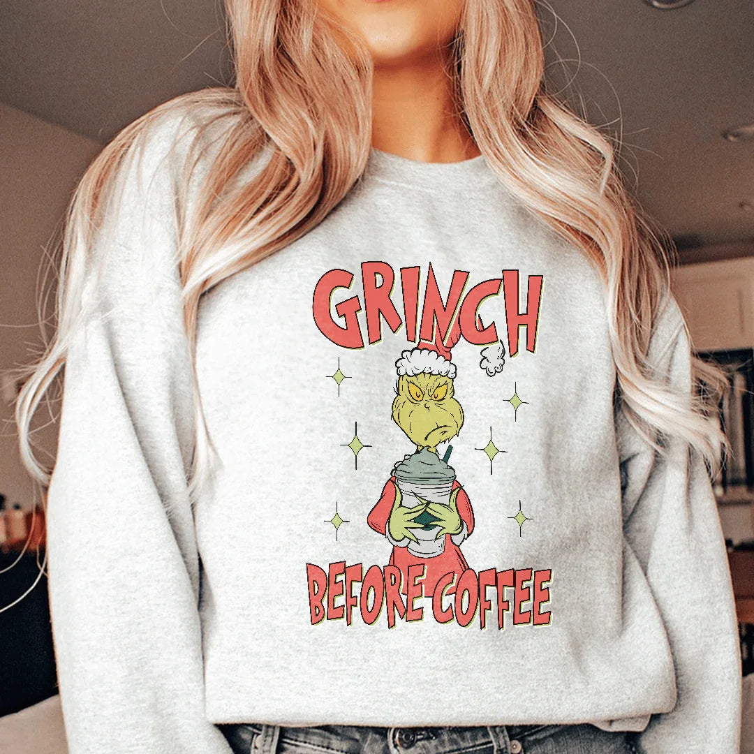 Grinch Before Coffee Sweatshirt product image 3