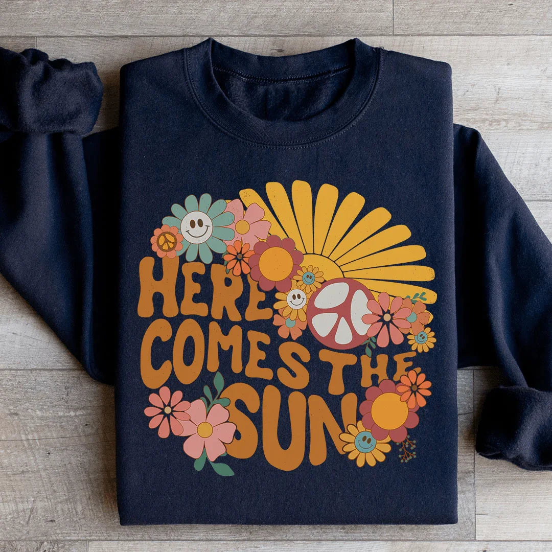 Here Comes The Sun Floral Retro Sweatshirt product image 3