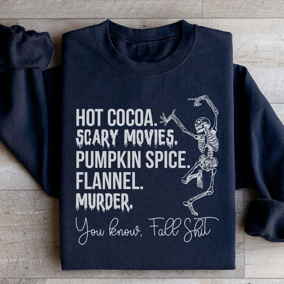 Dancing Skeleton Fall True Crime Sweatshirt – "Hot Cocoa product image 3