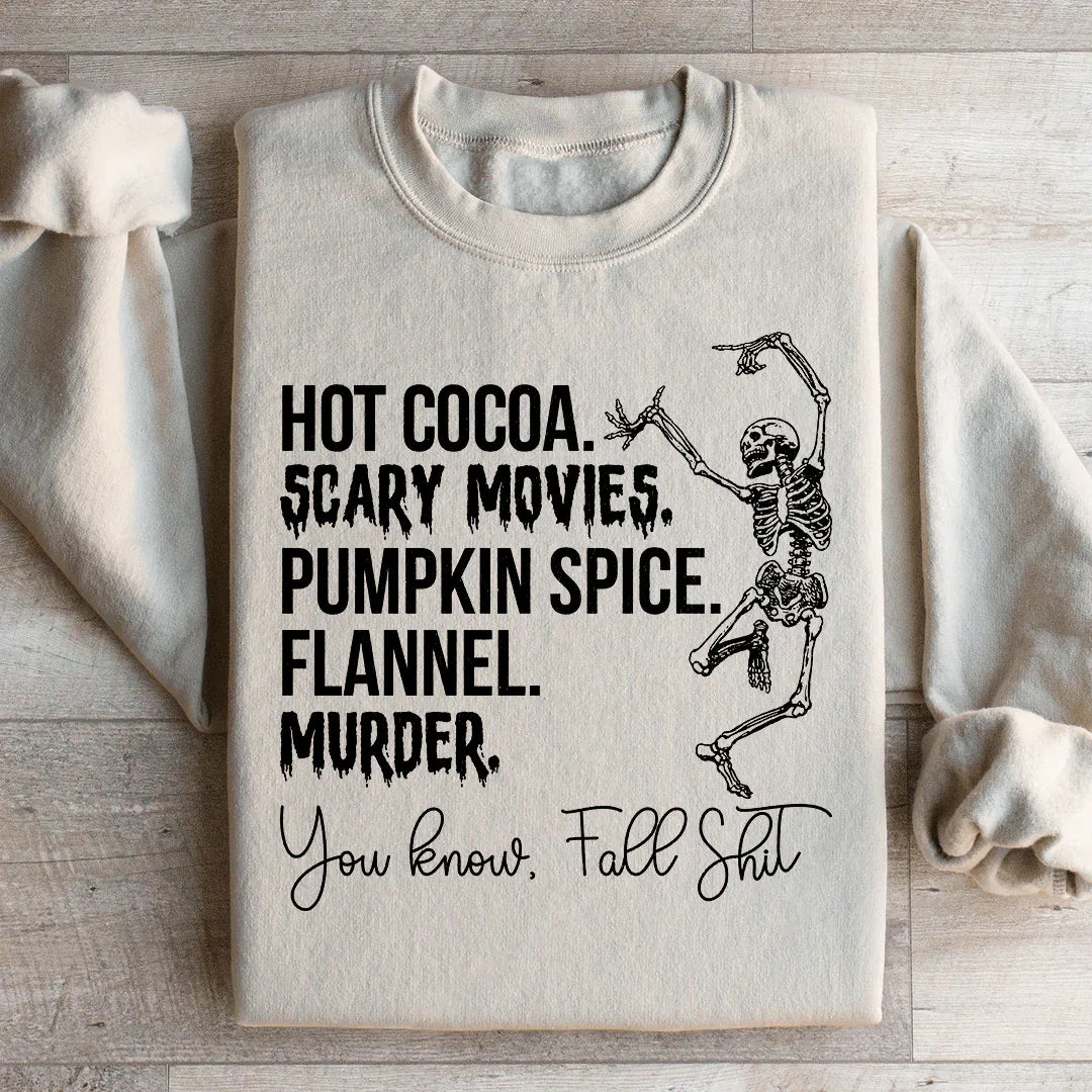Dancing Skeleton Fall True Crime Sweatshirt – "Hot Cocoa product image 2