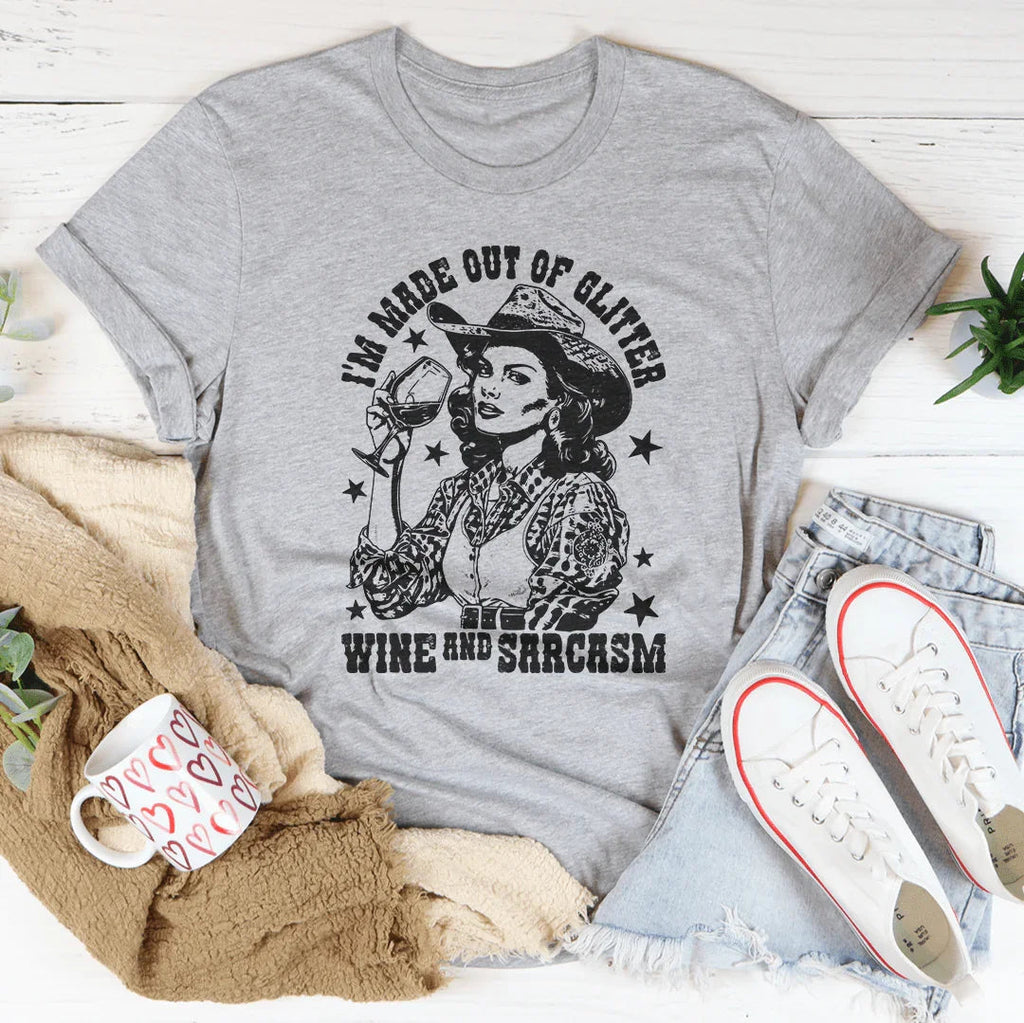 I'm Made Out Of Glitter Wine And Sarcasm Tee product image 3