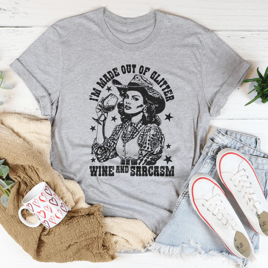 I'm Made Out Of Glitter Wine And Sarcasm Tee product image 3