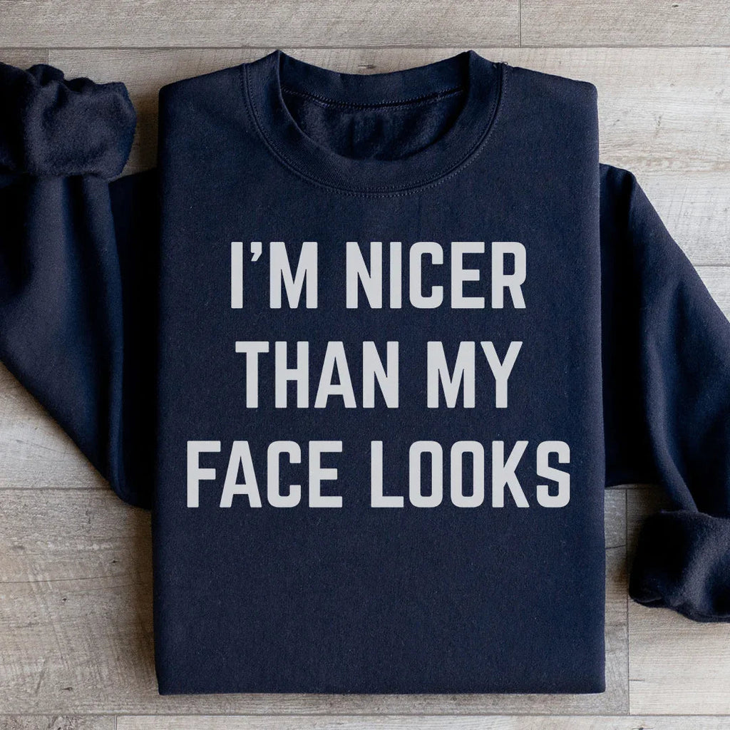 Relatable Resting Face Fleece Pullover – "Nicer Than My product image 2