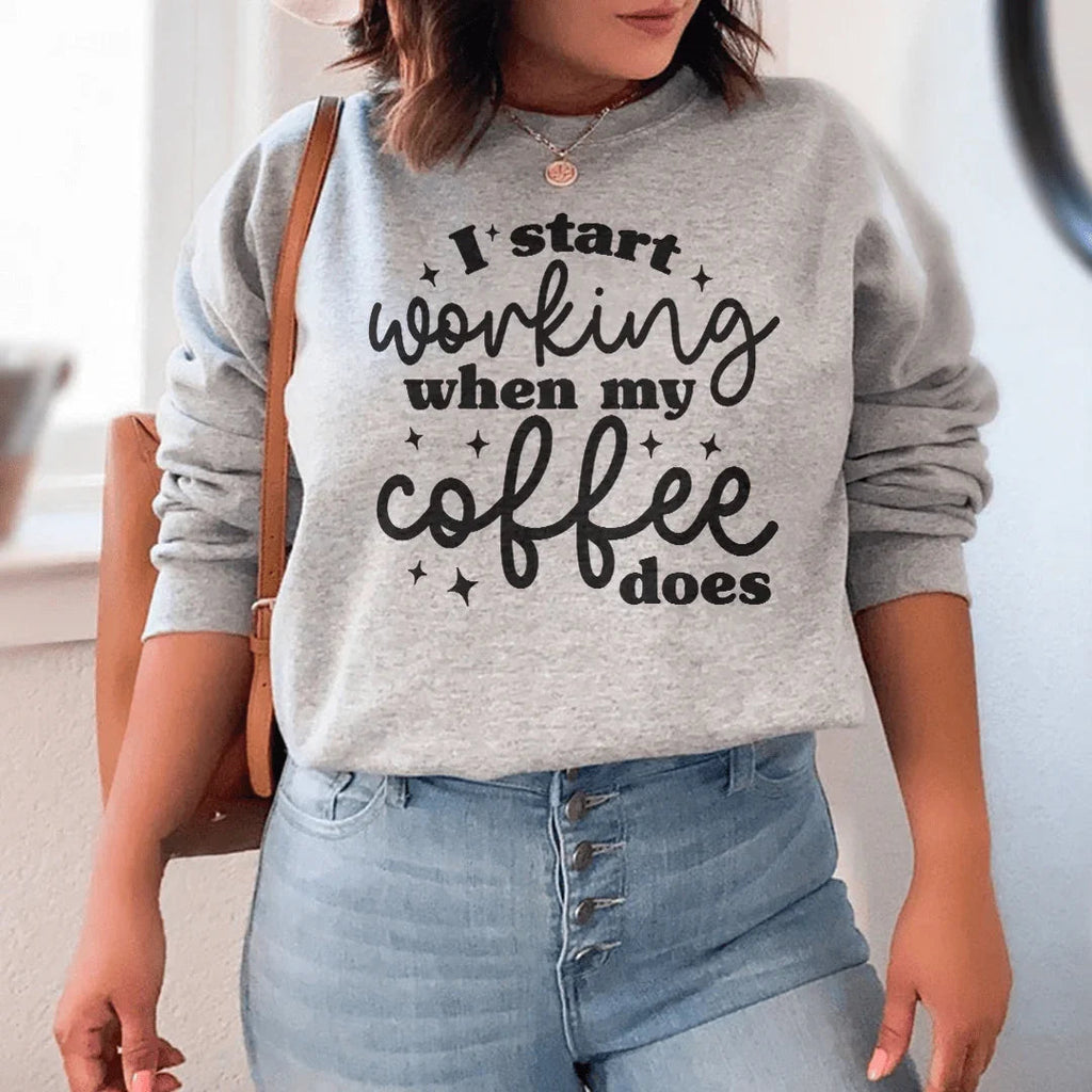I Start Working When My Coffee Does Sweatshirt product image 3