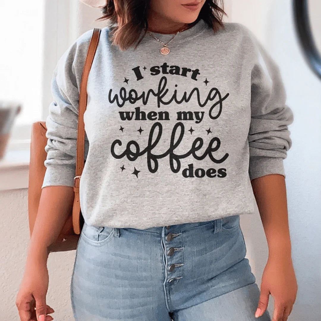 I Start Working When My Coffee Does Sweatshirt product image 3