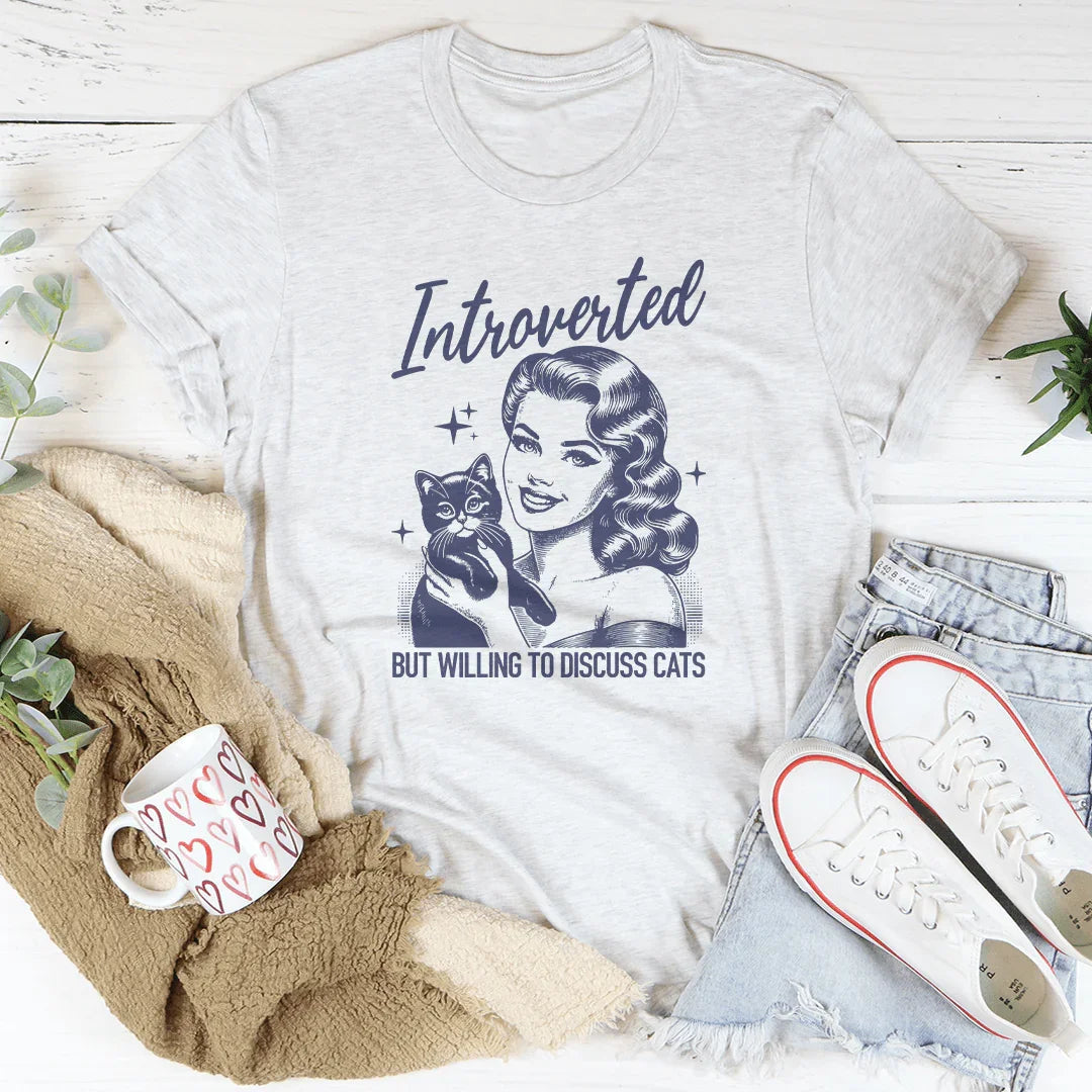 Introverted But Willing To Discuss Cats Tee product image 3