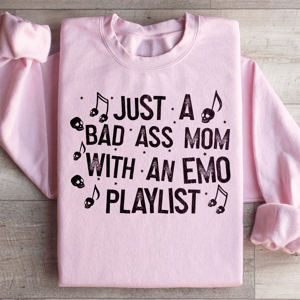 Just A Bad Ass Mom With An Emo Playlist Sweatshirt product image 4