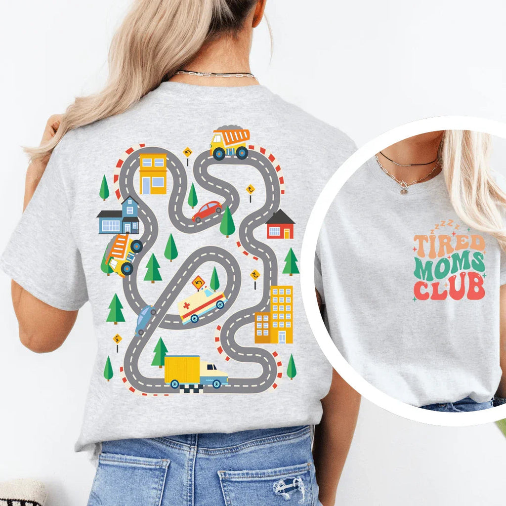 Kids Play Car Race On Mom’s Back Tee product image 4