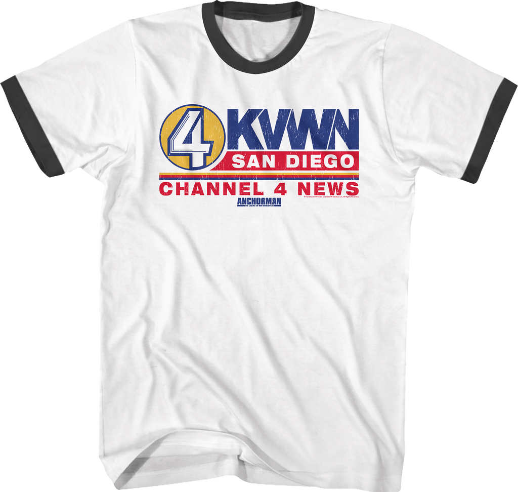 KVWN Channel 4 News Logo Anchorman Ringer Shirt product image 1