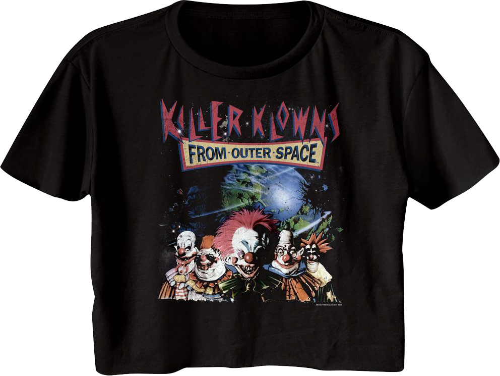 Ladies Distressed Killer Klowns From Outer Space Crop Top