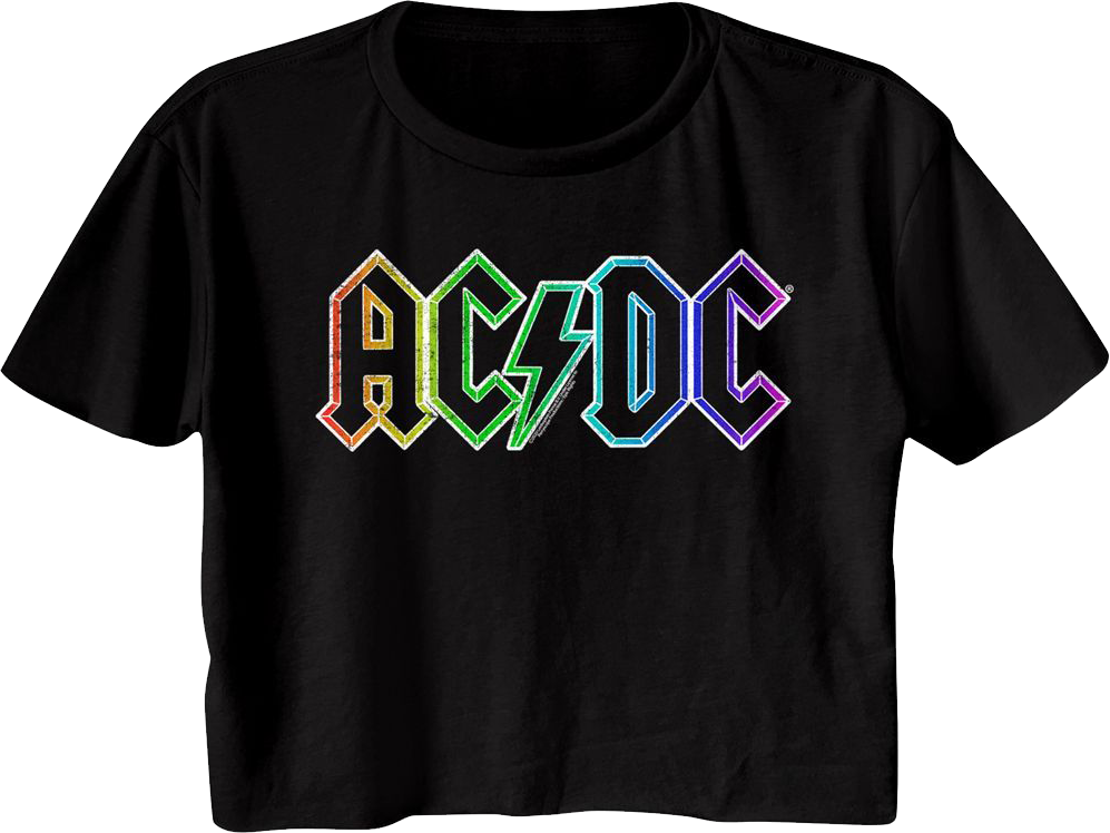 Ladies Neon Logo ACDC Crop Top
