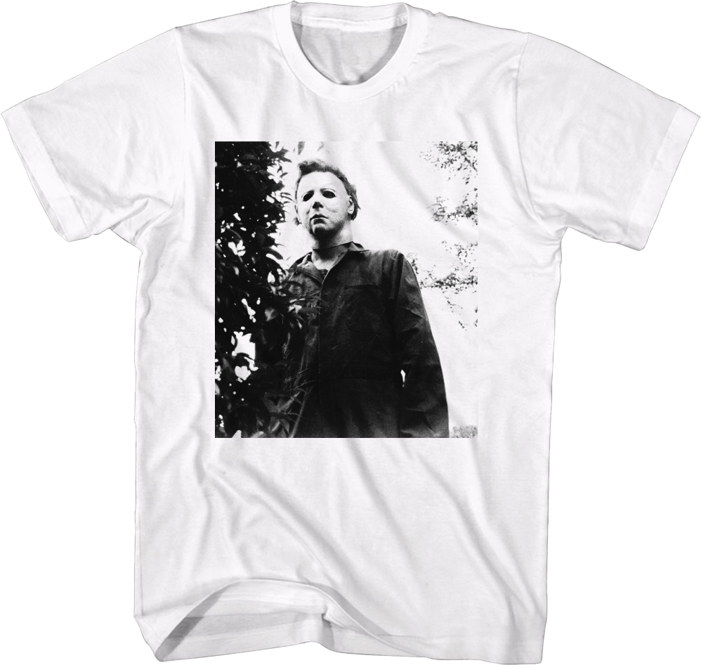 Michael Myers Black And White Photo Halloween T-Shirt product image 1