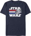 Millennium Falcon Red White Blue Stripes Star Wars T-Shirt product image 1