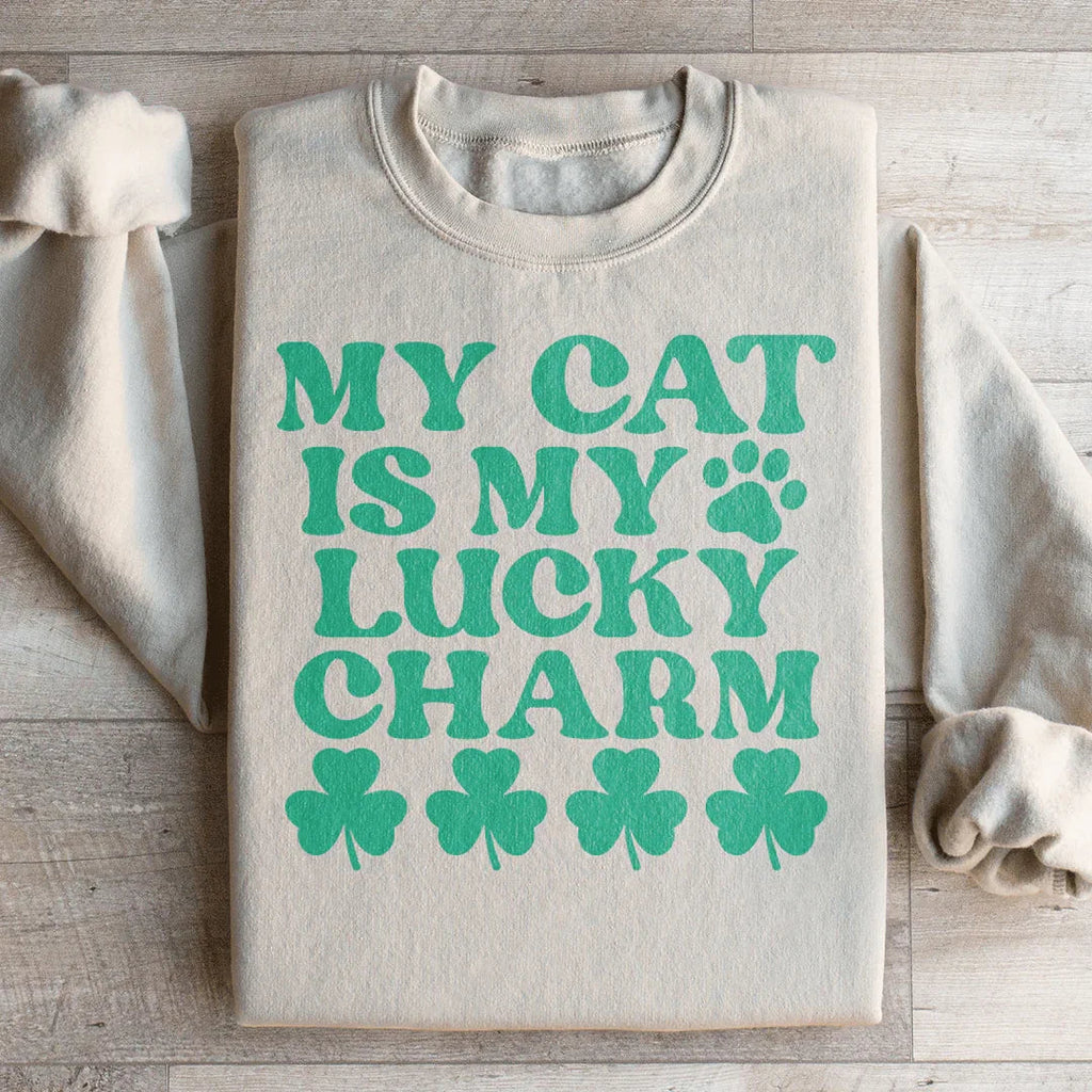 Cute Retro St. Patrick's Day Pullover – "My Cat Is My Lucky product image 4