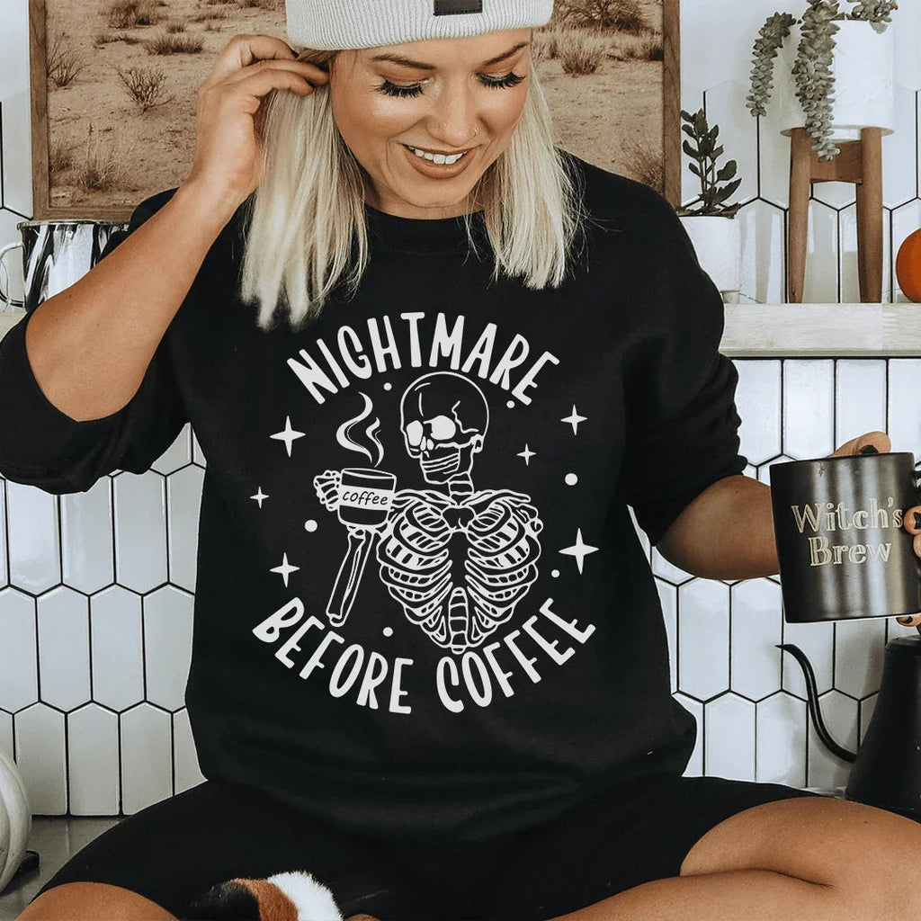 Nightmare Before Coffee Skeleton Sweatshirt product image 1