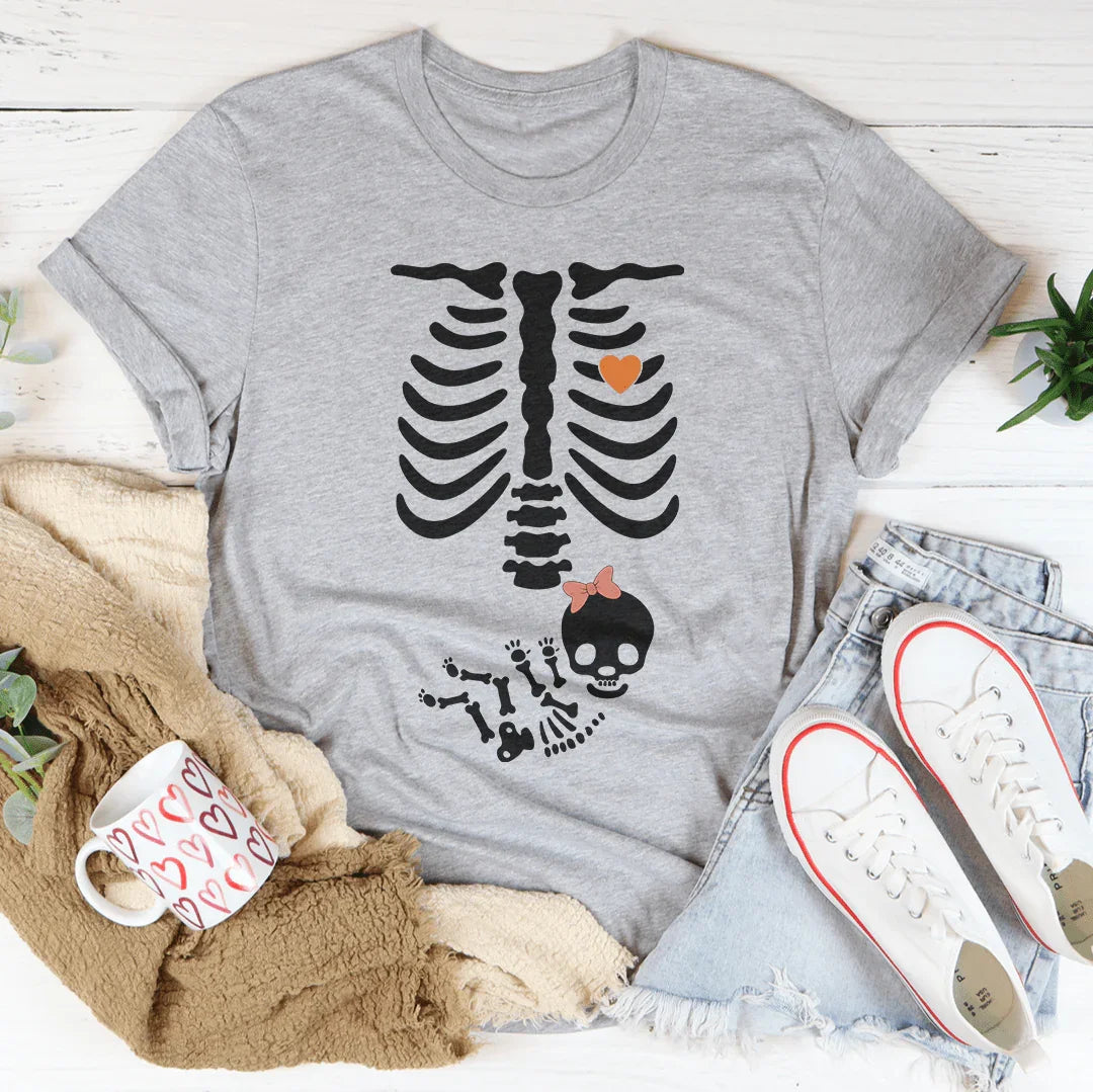 Pregnant Skeleton Baby Girl Tee product image 3